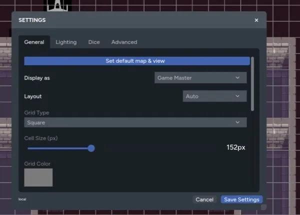 The General tab in Maps settings
