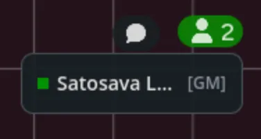 The presence indicator from a player's perspective showing the GM online