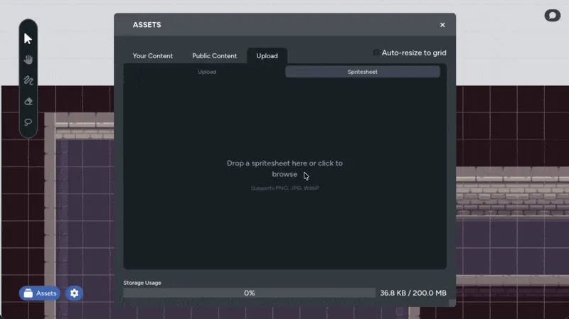 An example of using Spritesheet Importing