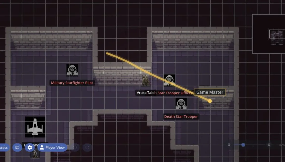 A tracer ping drawing a temporary route across the map